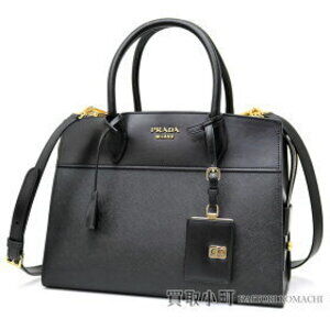 Prada Esplanade Bag Saffiano City Calf Metal Logo Black Tote Handbag